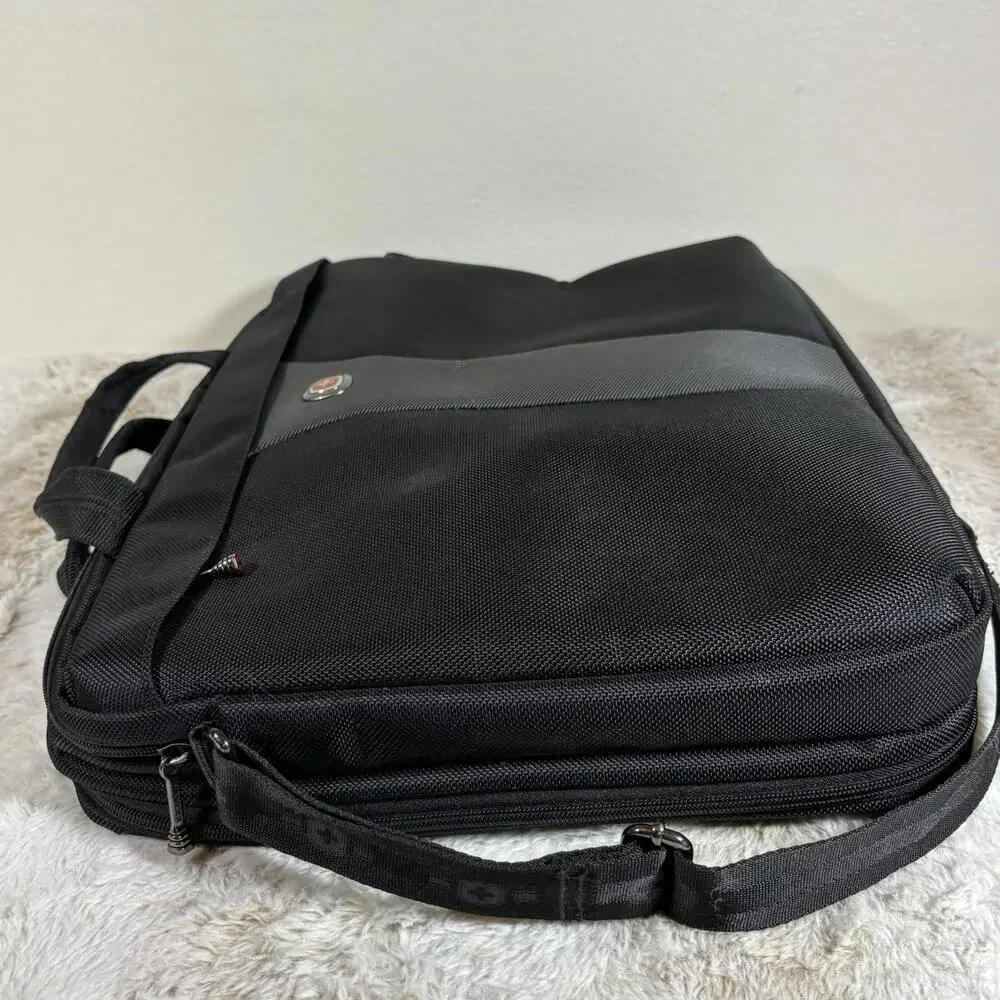 Wenger SwissGear Laptop Briefcase Messenger Bag Black Gray TSA Checkpoint